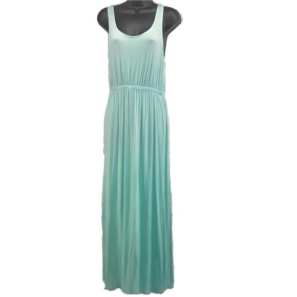 NWT Francesca's Maxi Dress Green Knit Semi Sheer Juniors Size Large Pastel - Picture 2 of 9